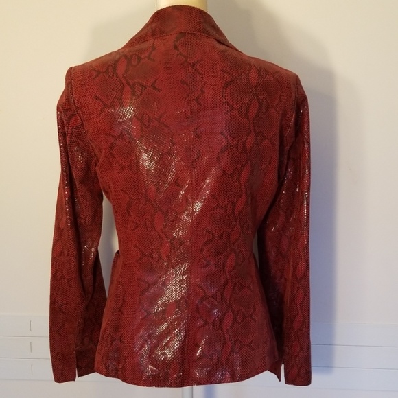 Andrew Marc Red Snakeskin Leather Jacket - Picture 2 of 8